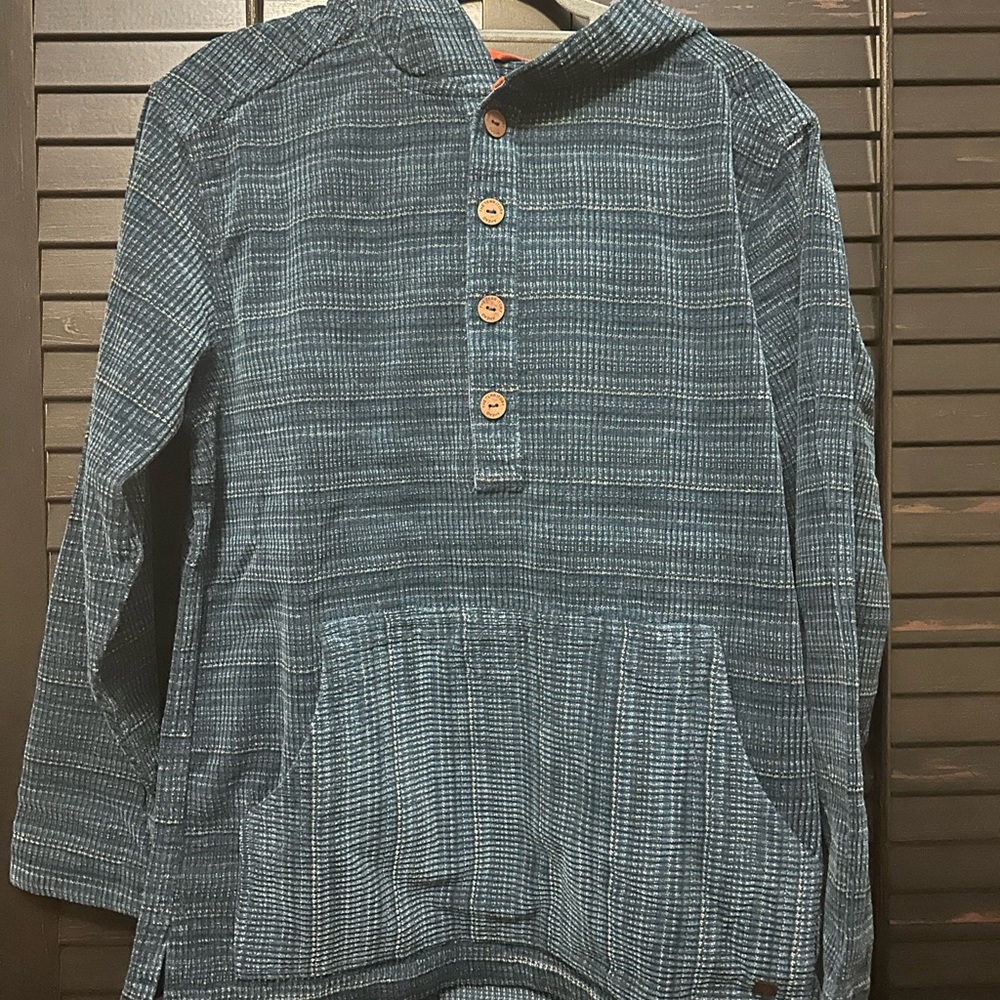 The Territory Ahead Blue Textured Hoodie